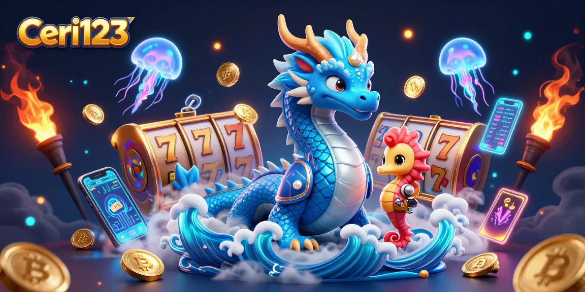 Spin the reels with Ceri123, featuring vibrant characters and crypto elements in a dynamic casino scene.