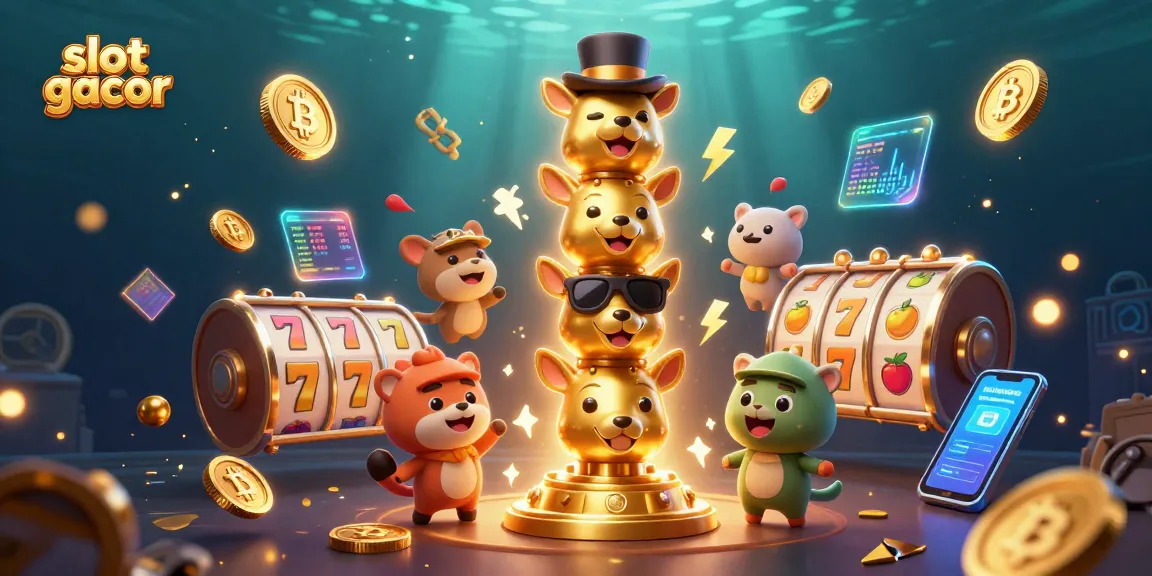 Engage with slot gacor thrills through a dynamic 3D casino scene of lively characters and vibrant gaming elements.