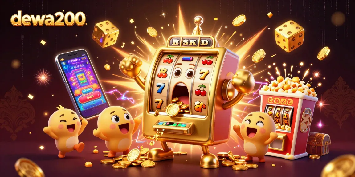 dewa200 menghadirkan mesin slot emas meriah dengan jackpot dan koin berkilauan dalam suasana pesta kasino