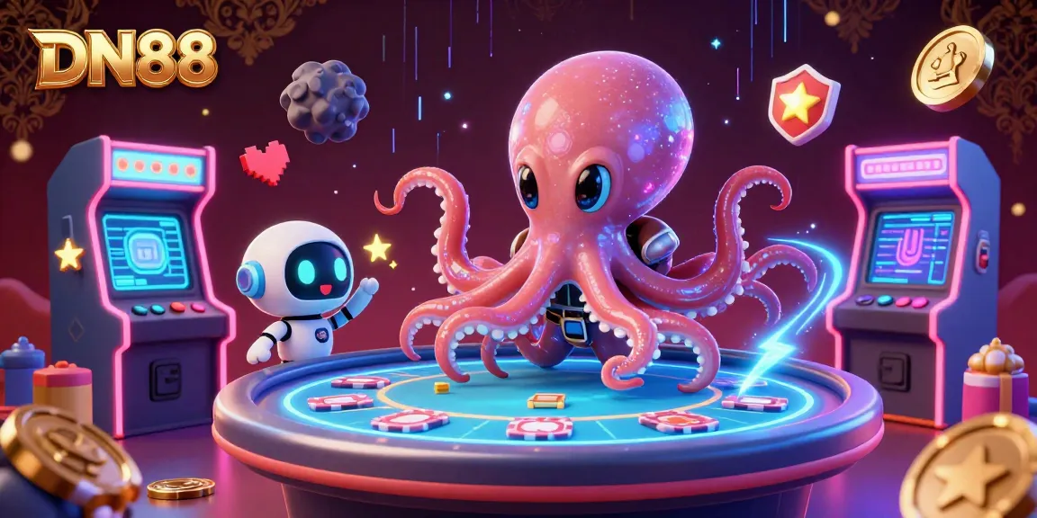 Join DN88's stellar adventure with a colorful 3D cartoon illustration showcasing alien-themed casino excitement.