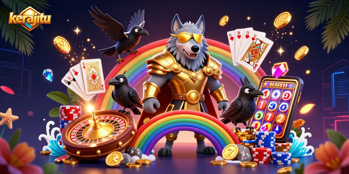 Experience the thrill of kerajitu with a vibrant 3D casino scene featuring Odin and mythical elements.