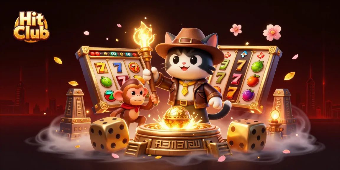 Hit Club offers a thrilling experience with an archaeologist cat discovering golden casino artifacts.