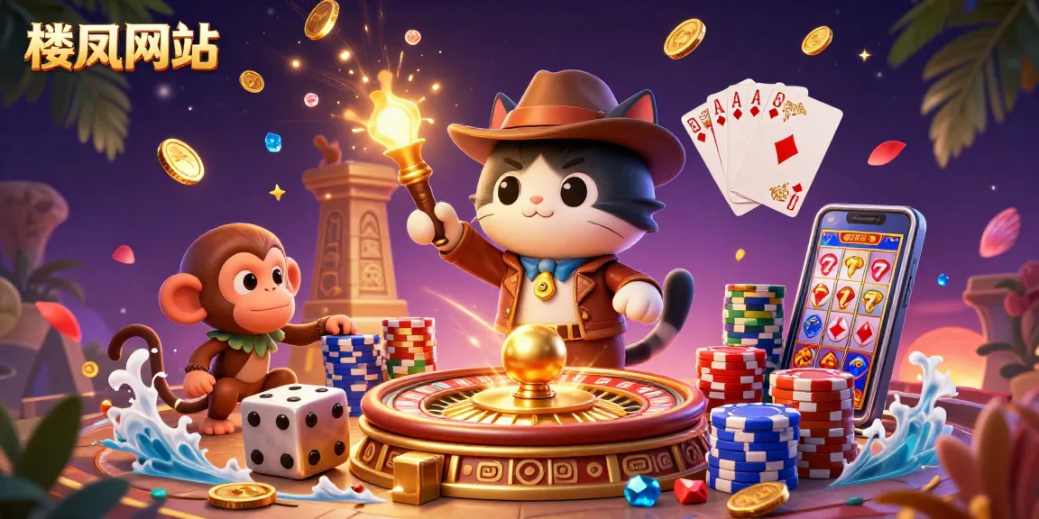 Engage in the thrilling world of 楼凤网站 with vibrant 3D illustrations showcasing a dynamic casino explorer scene.