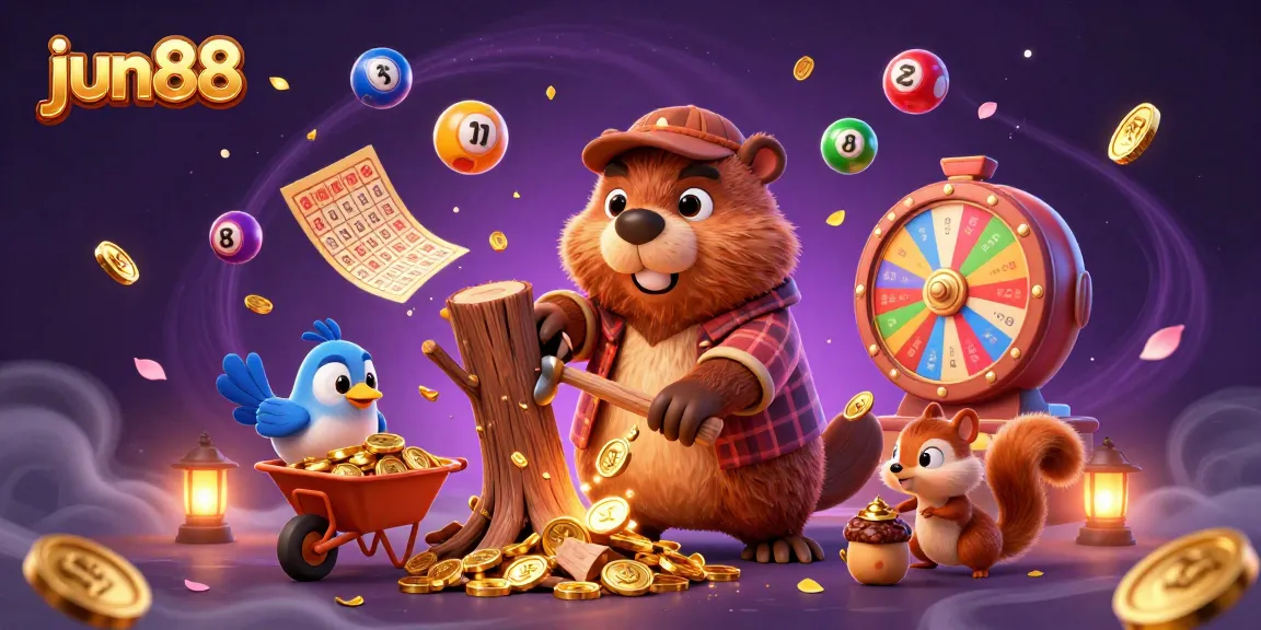 Experience the excitement at jun88 with our lively casino adventure featuring golden coins and vibrant lottery balls.