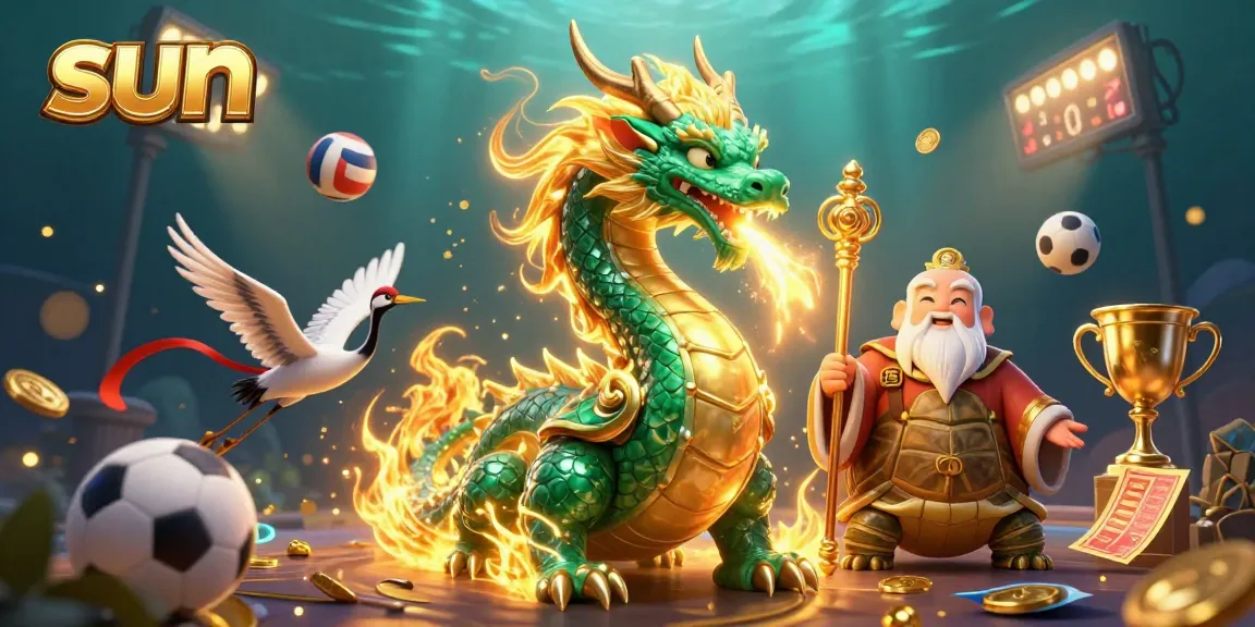 Engage in thrilling sports betting with the sun shining over a vibrant casino scene.