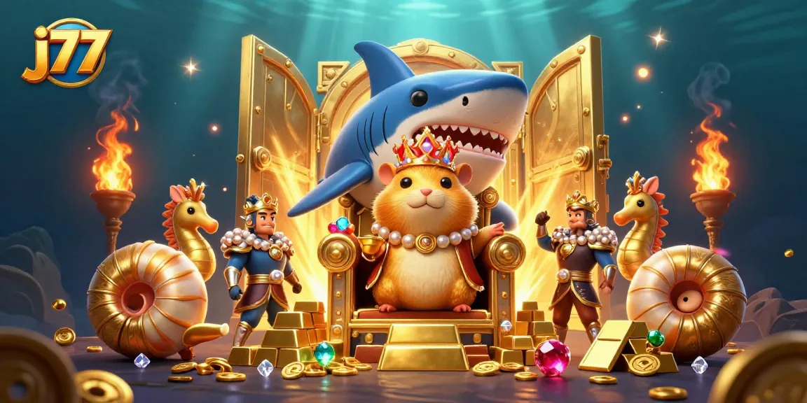 Experience the thrilling world of j77 with a golden hamster king in a rich casino adventure.