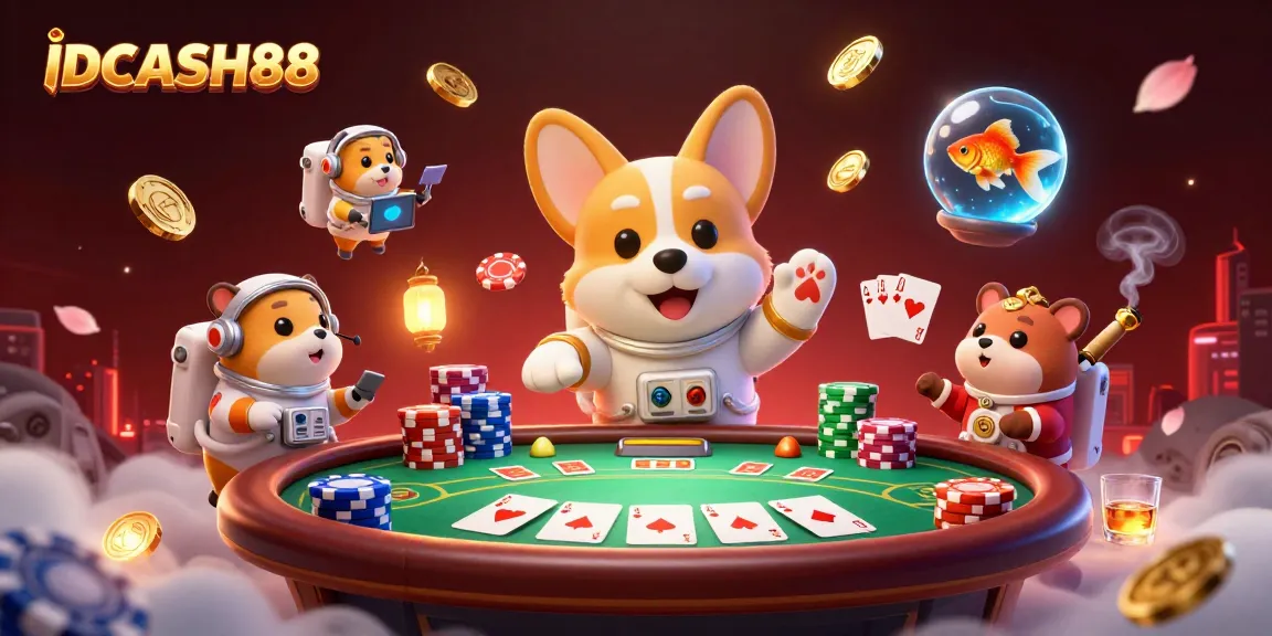 Engage in thrilling games at IDCASH88's space-themed casino, featuring vibrant characters and dynamic environments.