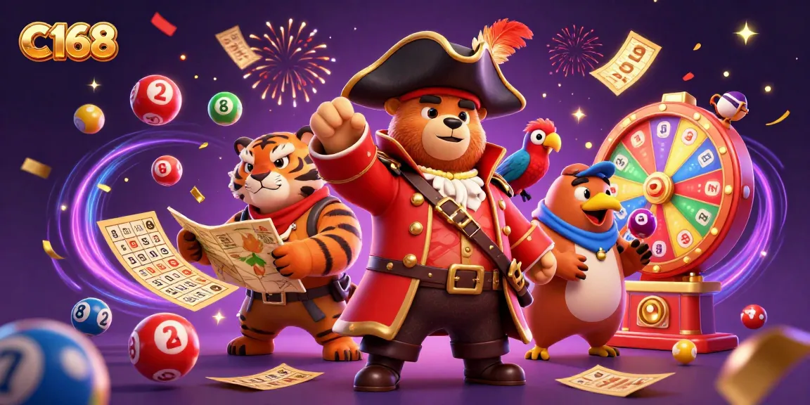 C168 captures the excitement of lottery gaming with a vibrant pirate scene filled with colorful elements
