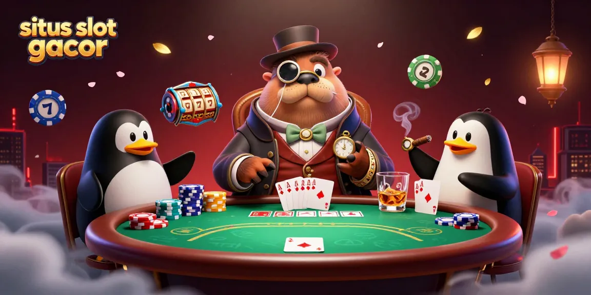 situs slot gacor saat bermain poker di dunia bawah laut, menampilkan karakter lucu