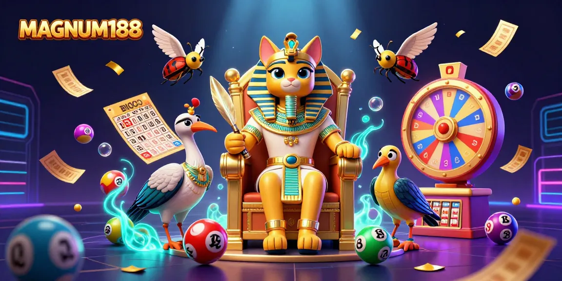 Engage in sports betting with MAGNUM188's vibrant 3D casino illustration featuring lively gameplay elements.